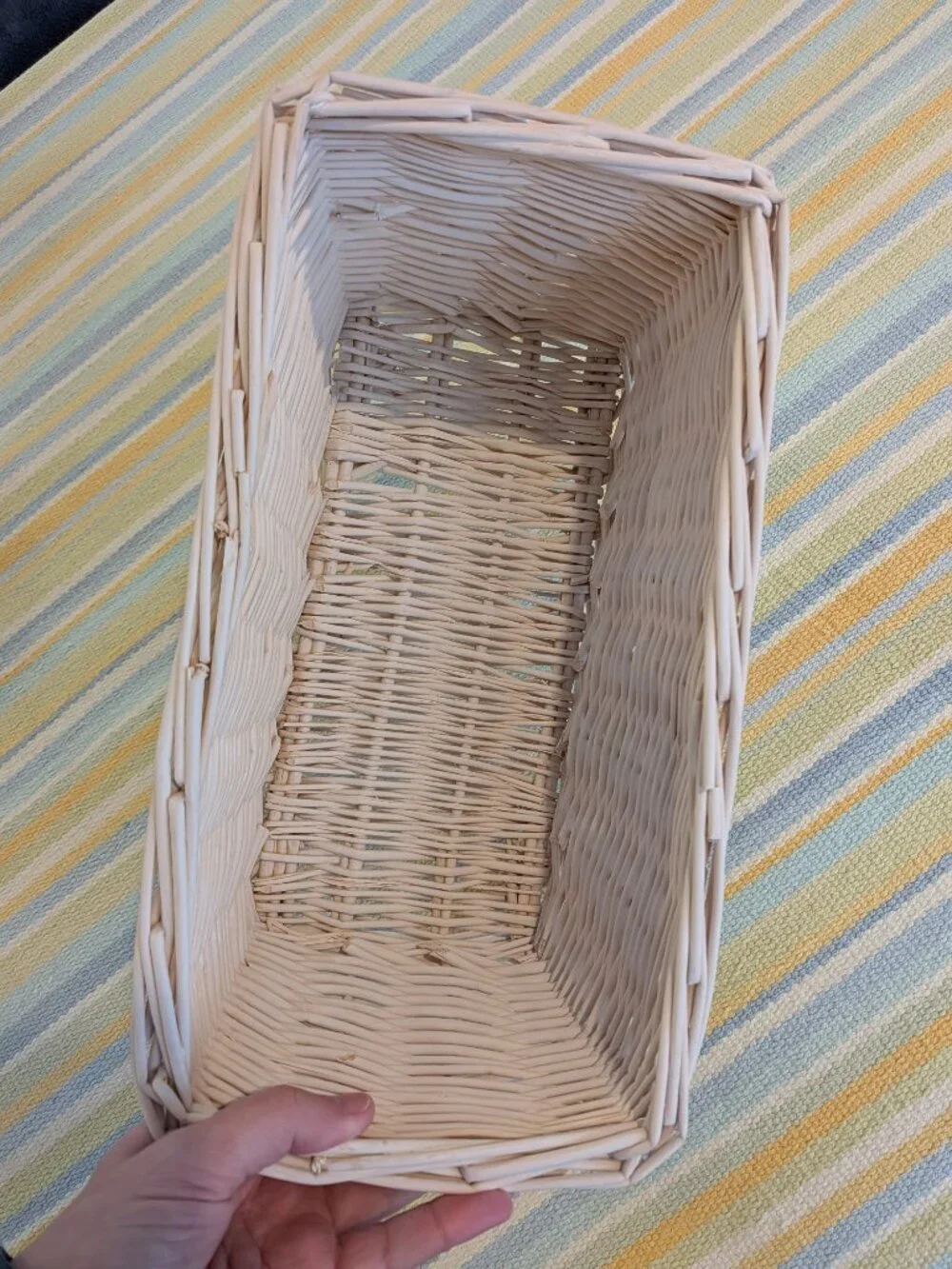White Wicker Basket With Purple Polka Dot Liner